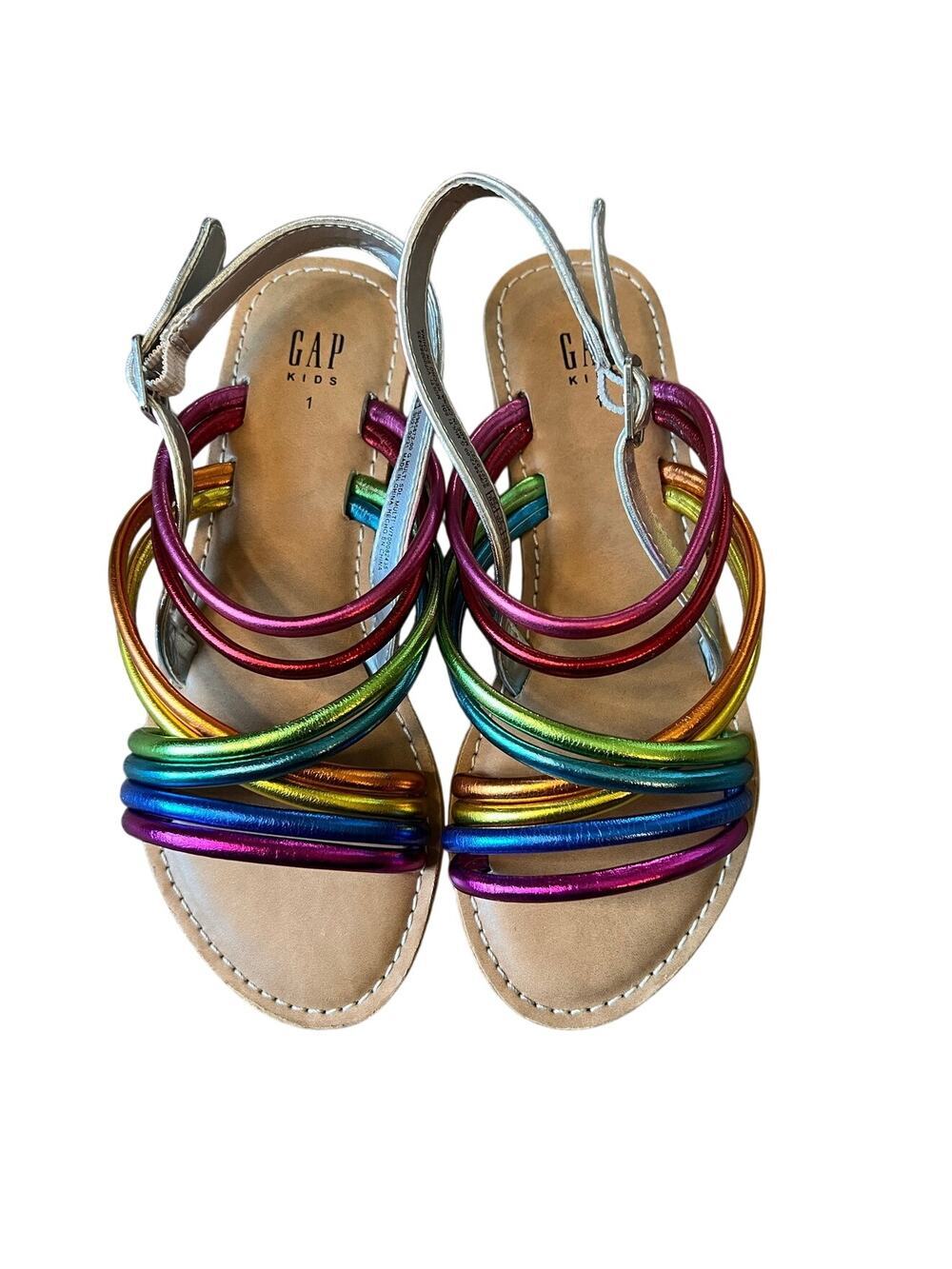 Girls Gap Rainbow Sandals, Kids Size 1, Summer, Colorful